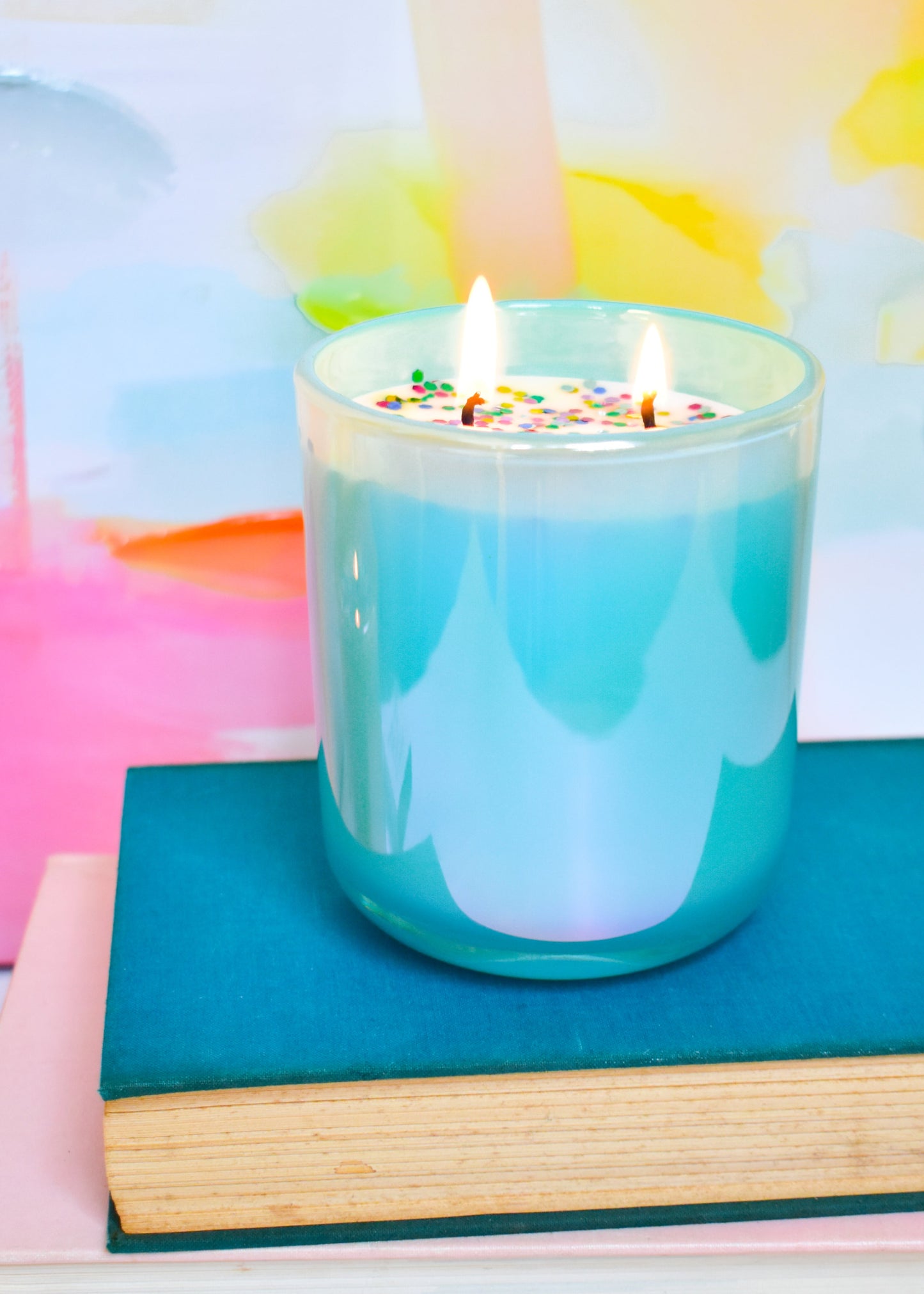 **RESTOCK** Rainbow 2-Wick Confetti Candles