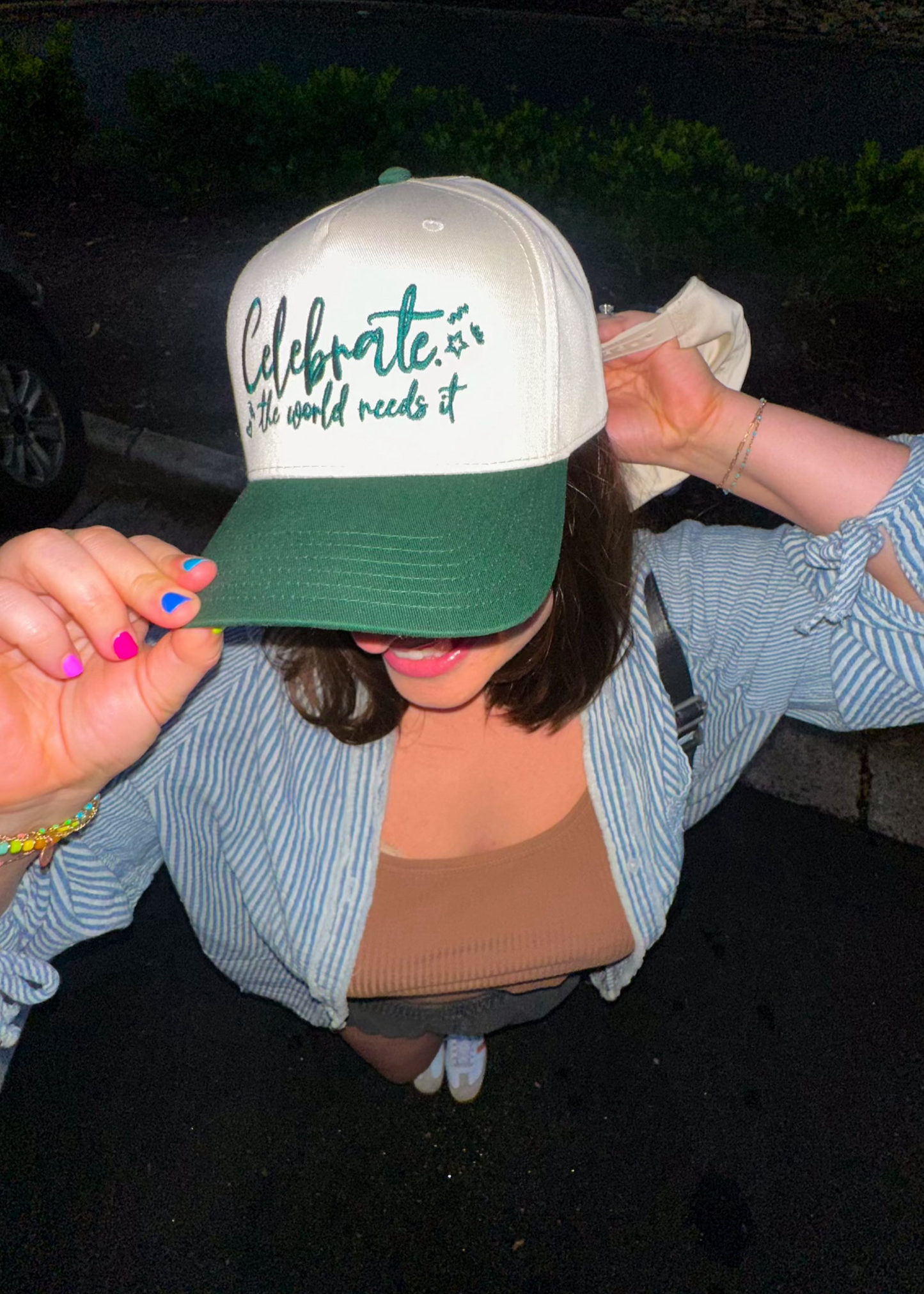 "Celebrate. The World Needs It." Hat