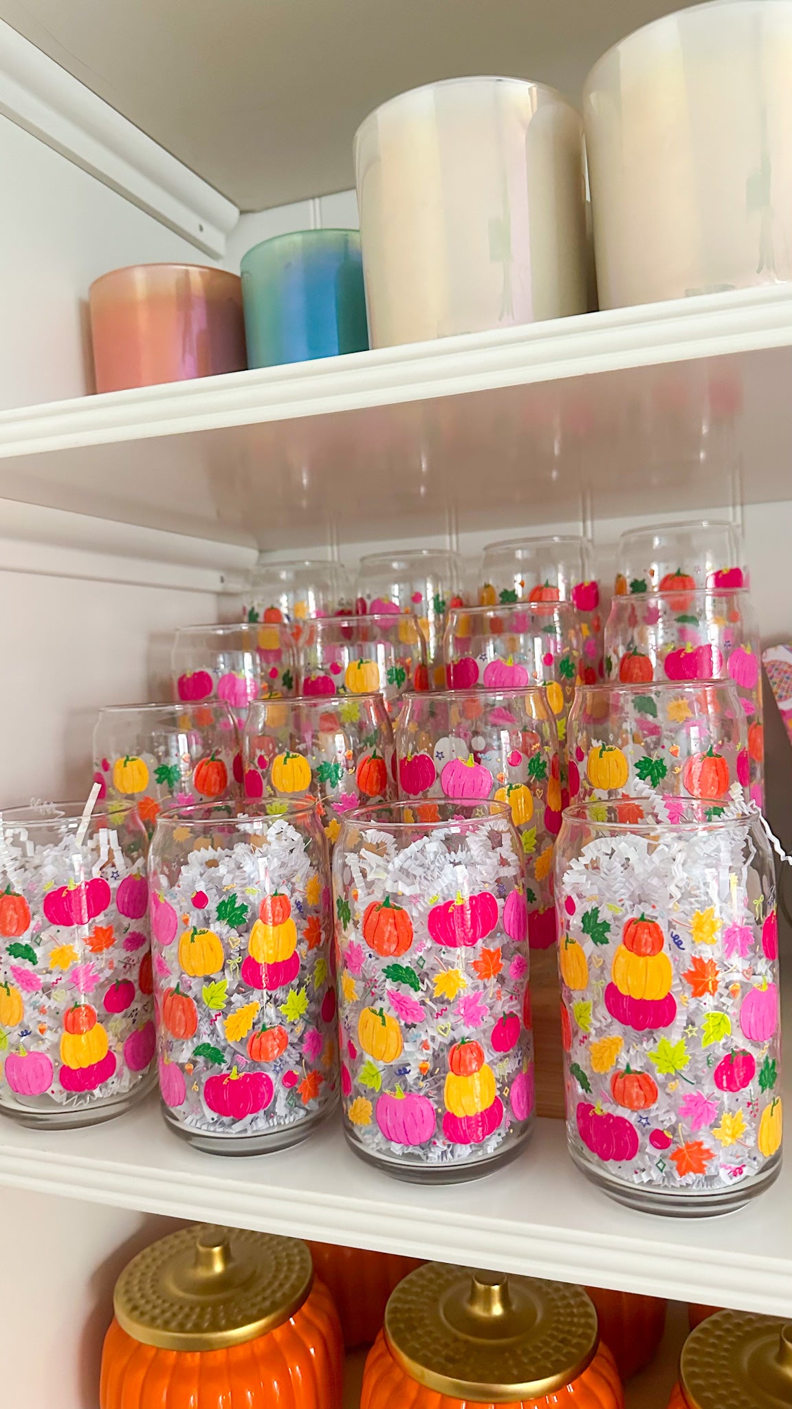 *Dishwasher Safe* Fall Confetti Glass Can Cups