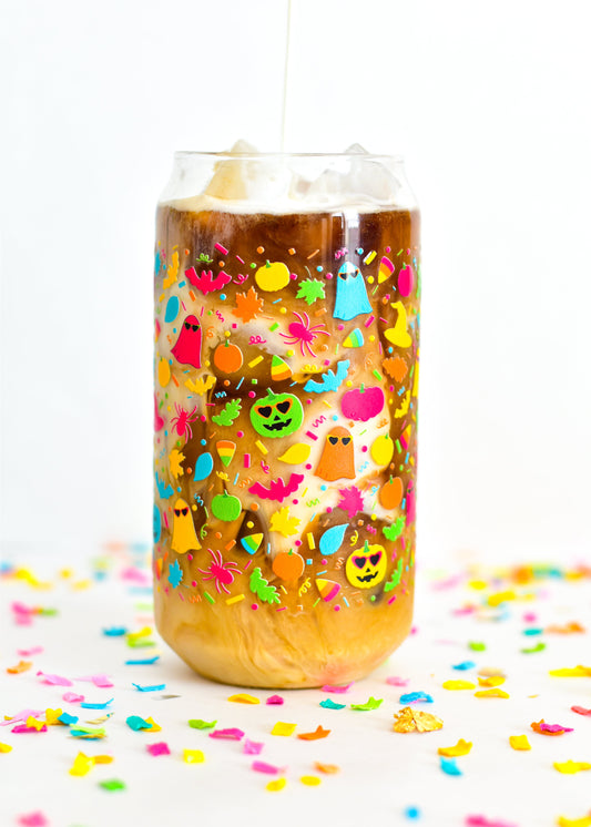 Spooky Confetti Glass Can Cups