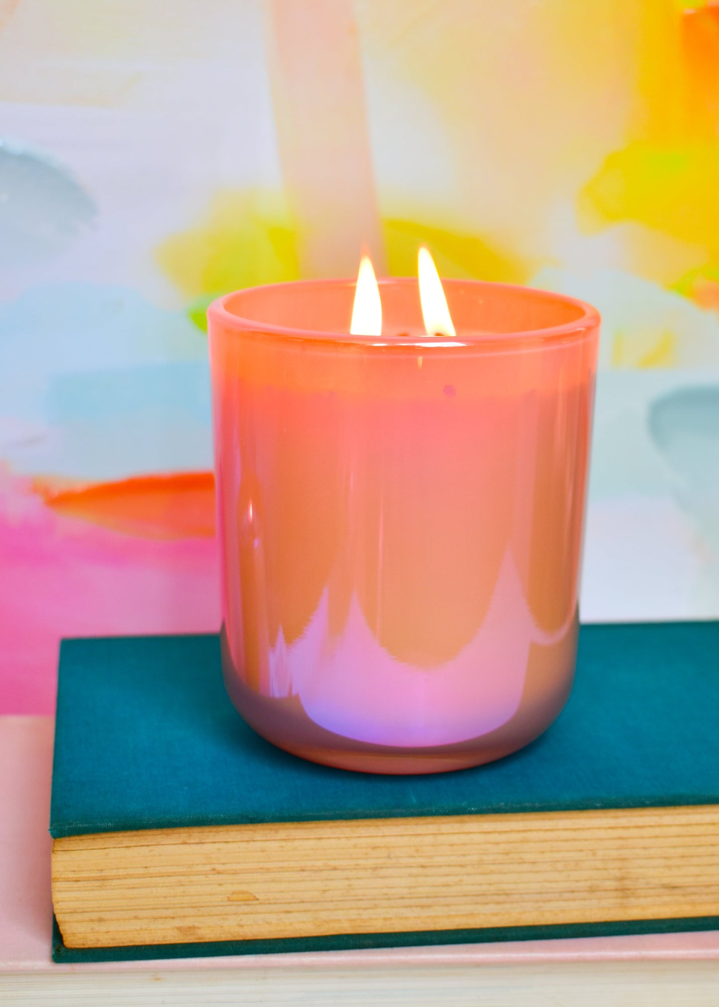 Rainbow 2-Wick Confetti Candles