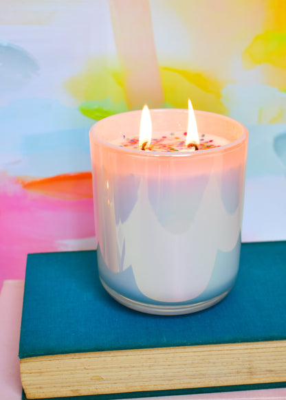 Rainbow 2-Wick Confetti Candles