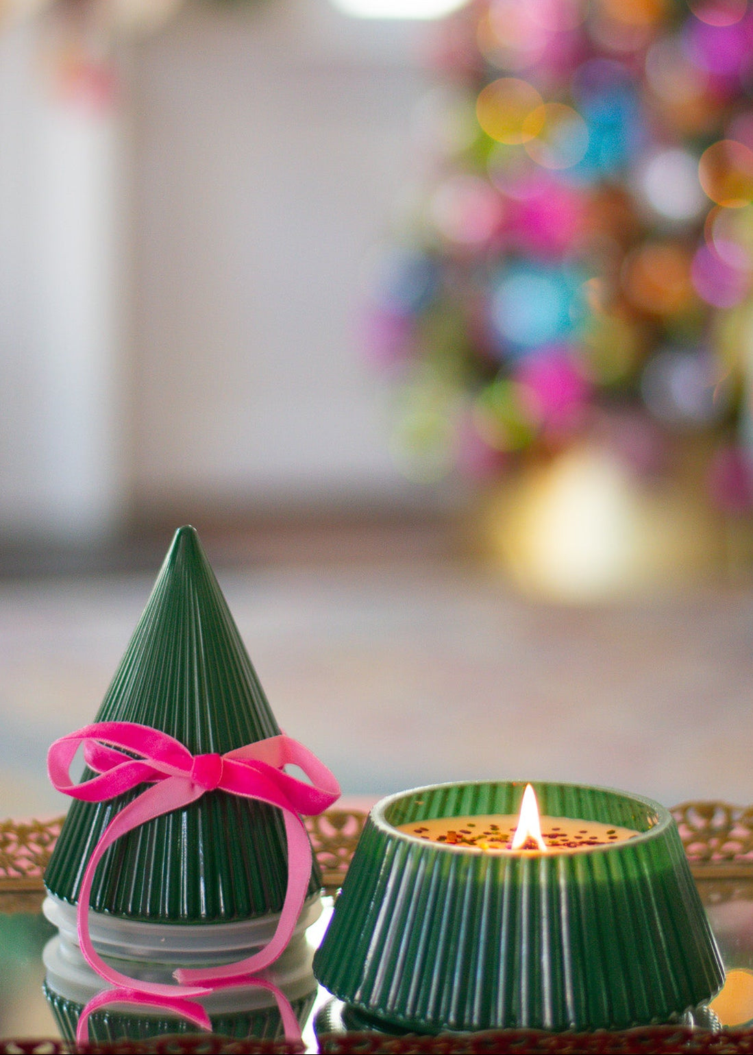 Christmas Tree Confetti Candles (Wood Wick)