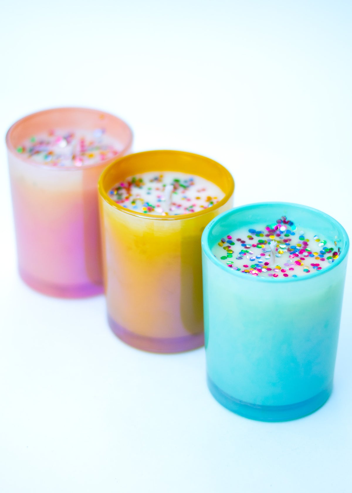 Small Rainbow Confetti Candles