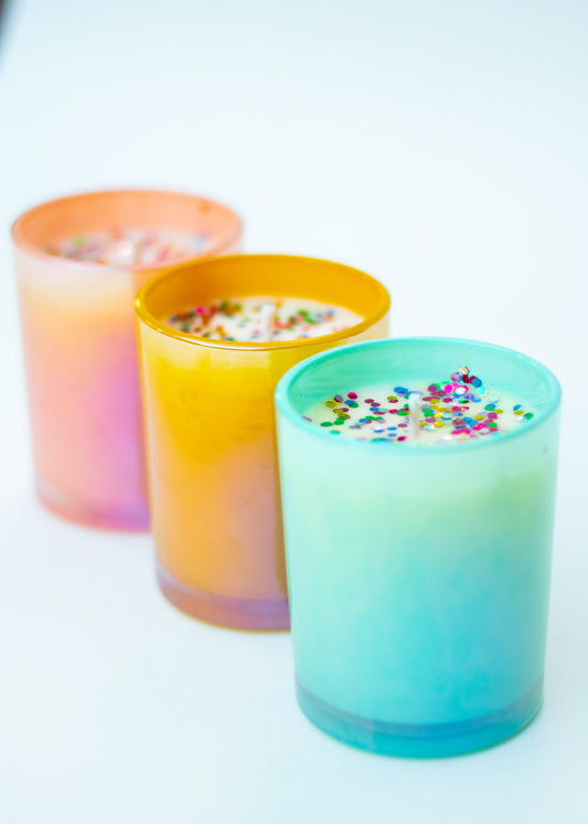 Mini Rainbow Confetti Candles