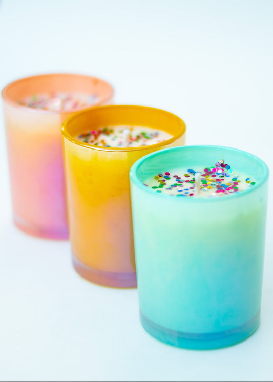 Small Rainbow Confetti Candles