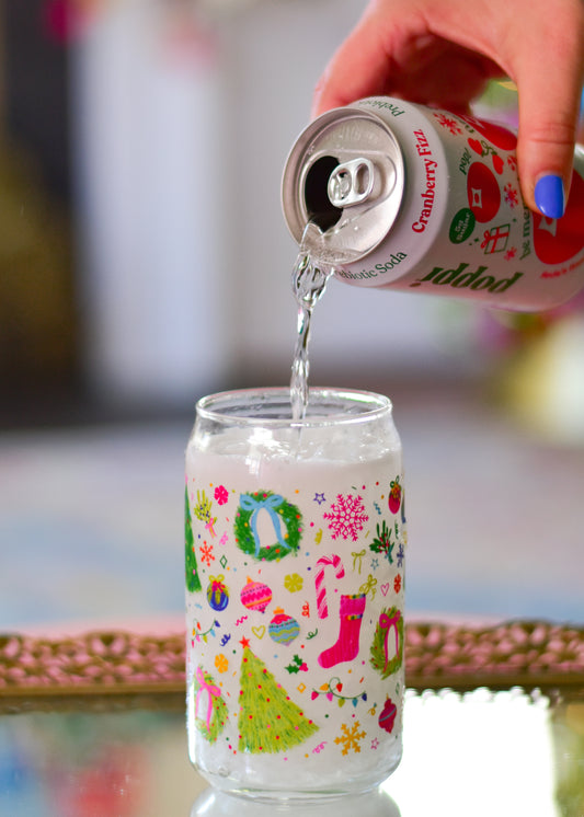 Holiday Confetti Glass Can Cups