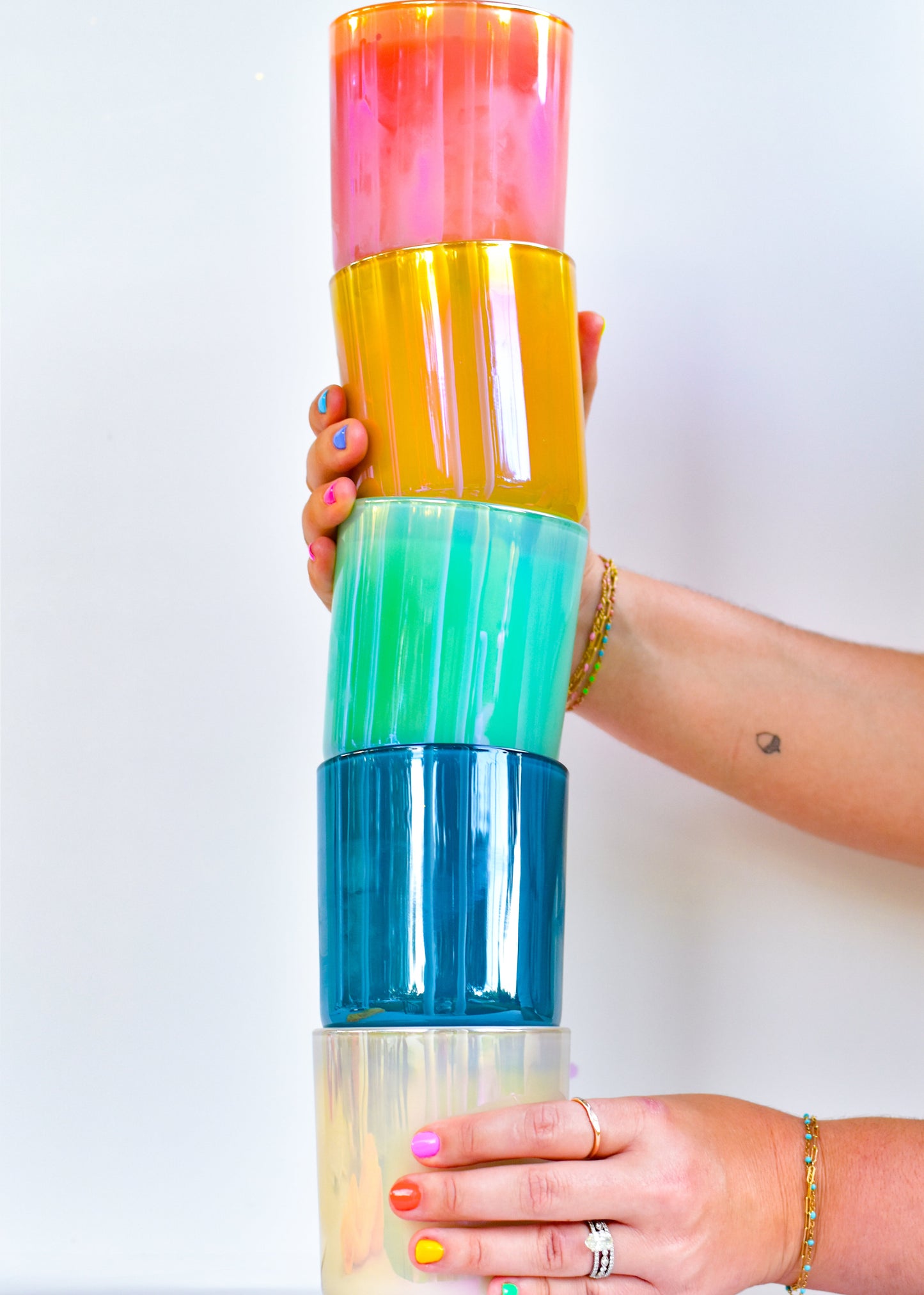 Rainbow 2-Wick Confetti Candles