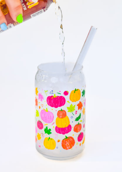 *Dishwasher Safe* Fall Confetti Glass Can Cups