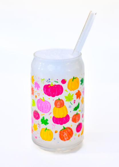*Dishwasher Safe* Fall Confetti Glass Can Cups