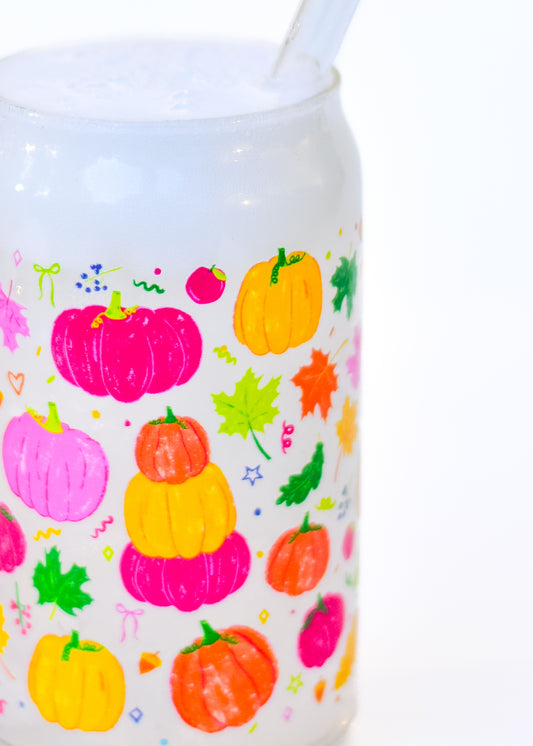 *Dishwasher Safe* Fall Confetti Glass Can Cups