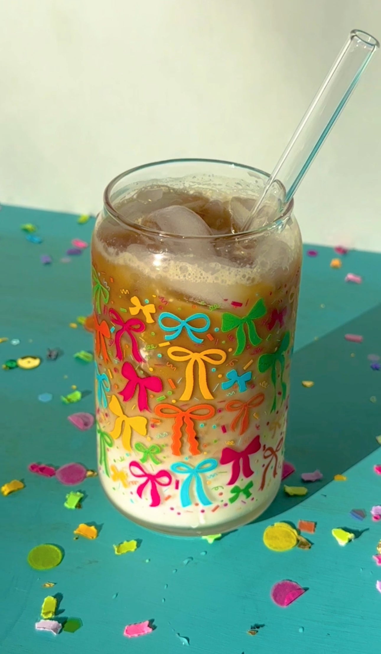 *Dishwasher Safe* Confetti Glass Can Cups