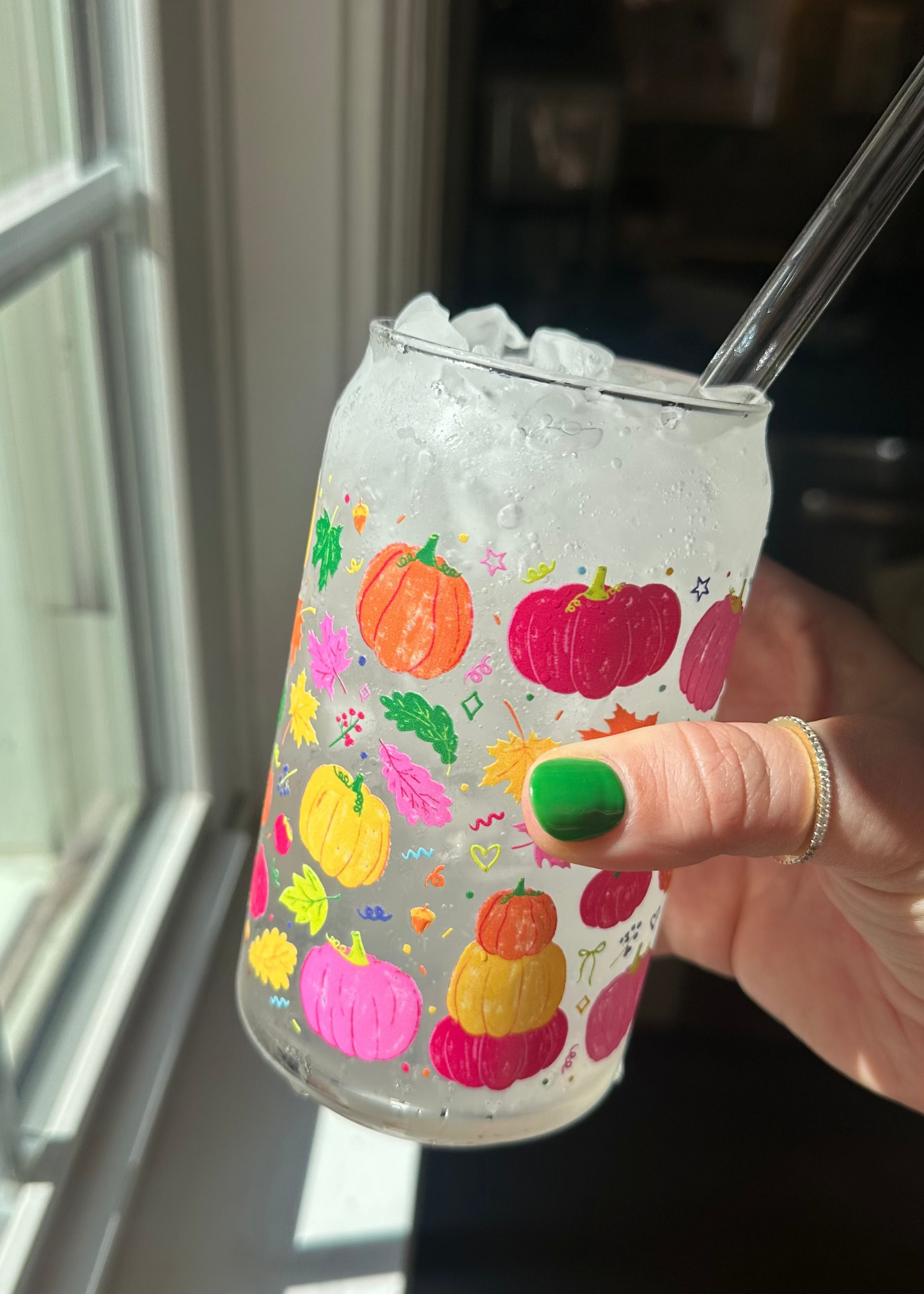 *Dishwasher Safe* Fall Confetti Glass Can Cups