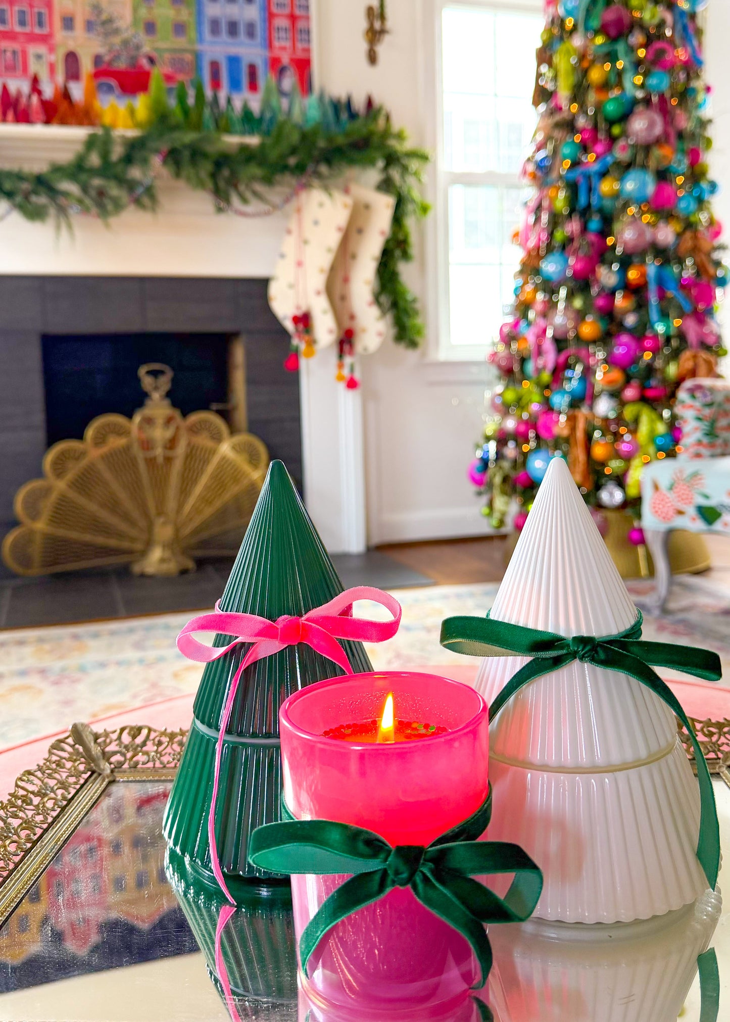 Christmas Tree Confetti Candles (Wood Wick)