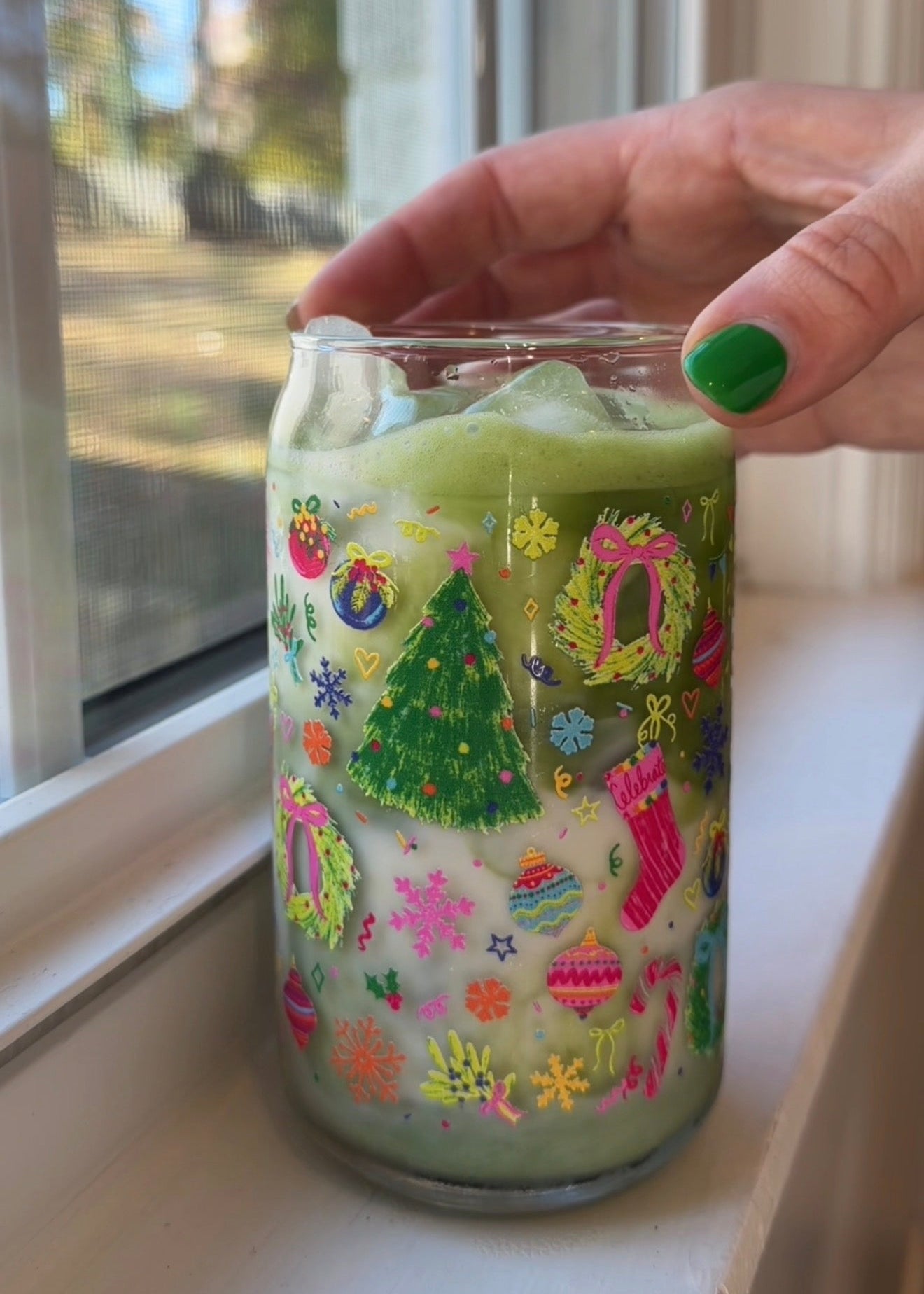 Holiday Confetti Glass Can Cups