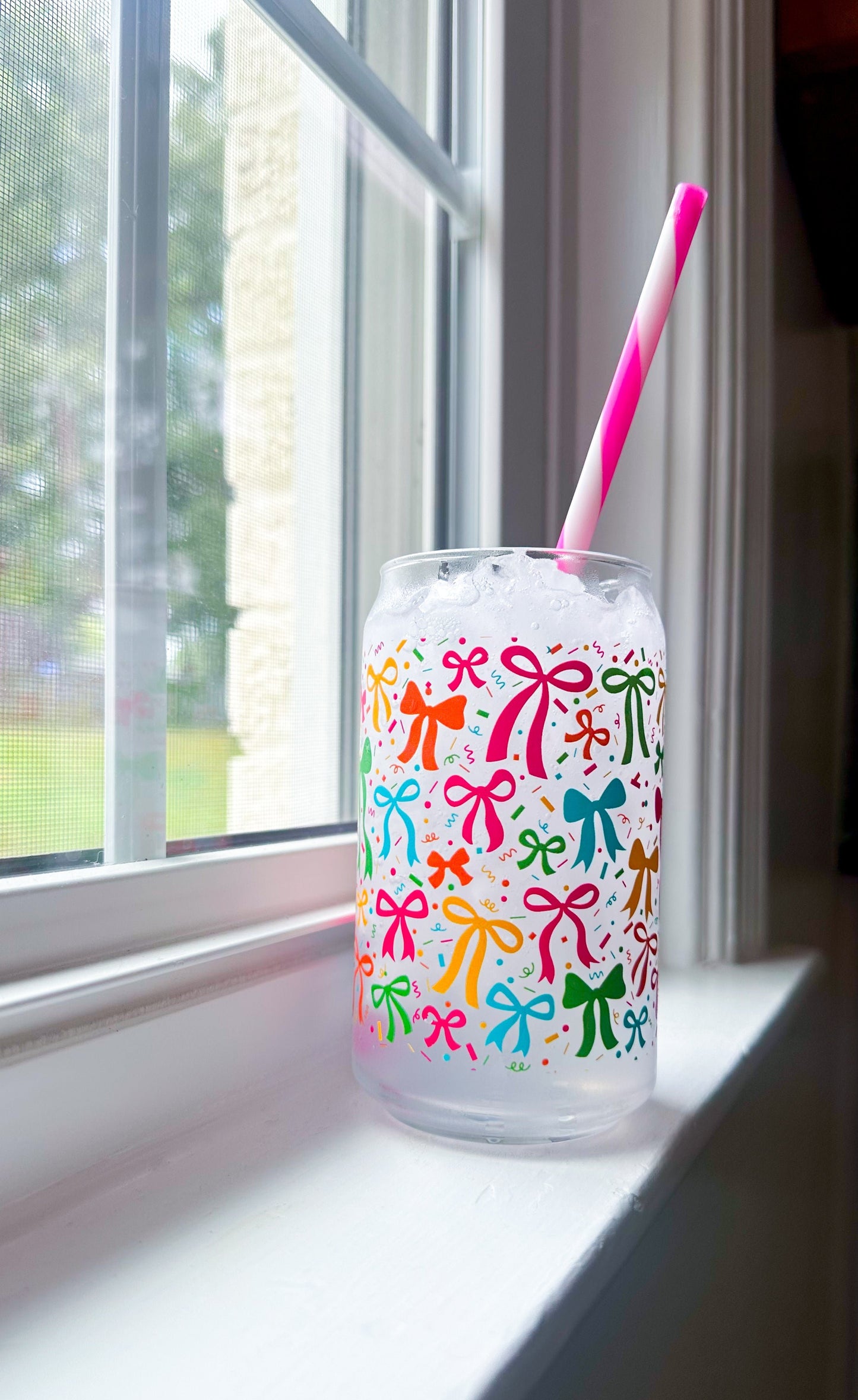 *Dishwasher Safe* Confetti Glass Can Cups