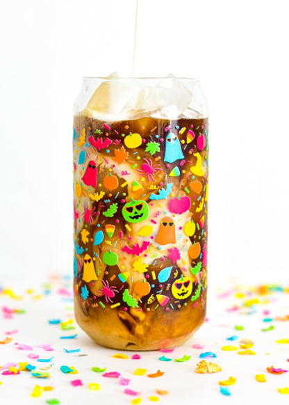Spooky Confetti Glass Can Cups