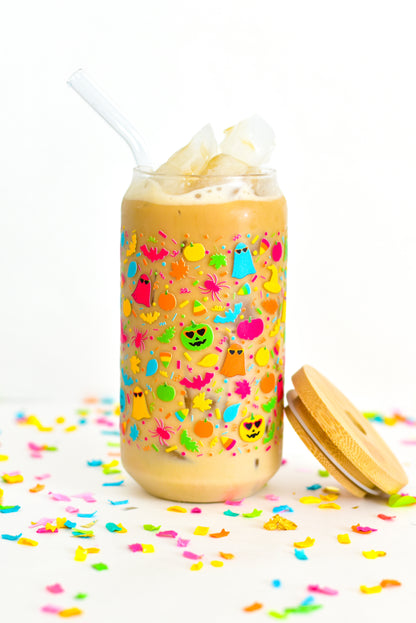 Spooky Confetti Glass Can Cups