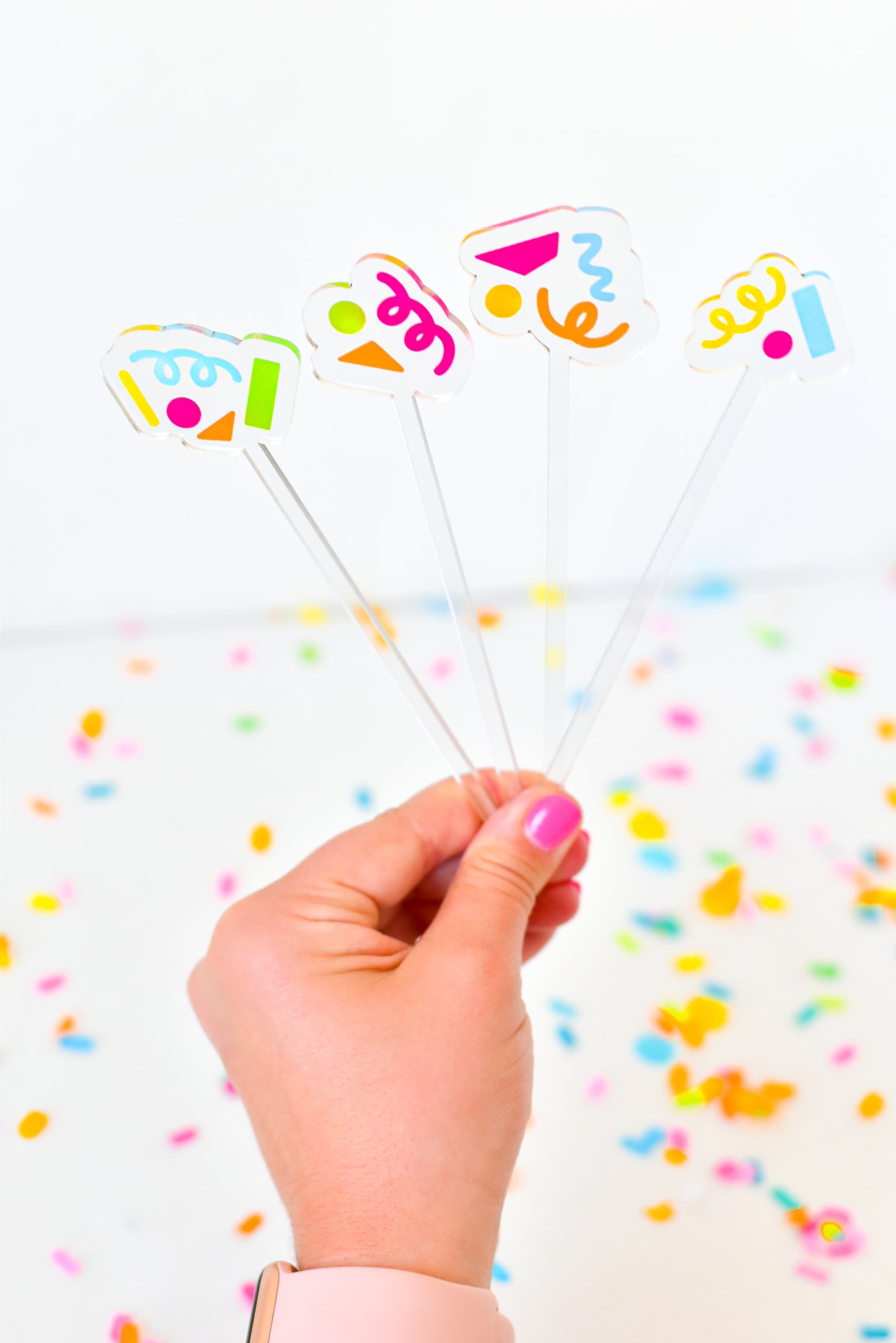 Confetti Acrylic Stir Sticks (Set of 4)