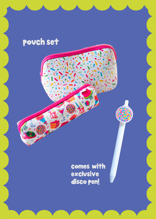 Confetti Pouch SET!! (comes with exclusive disco ball pen!!)