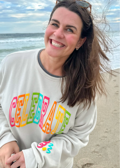Celebrate Puff Print Crewneck