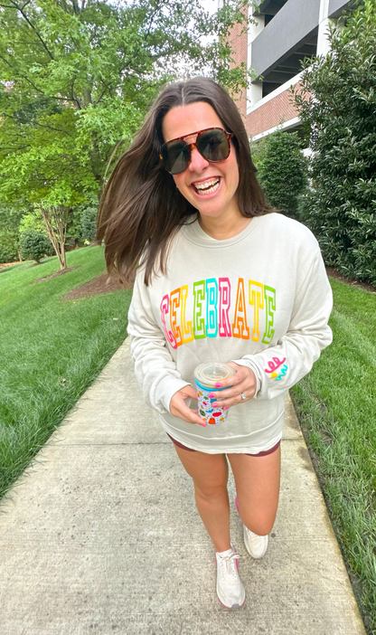 Celebrate Puff Print Crewneck