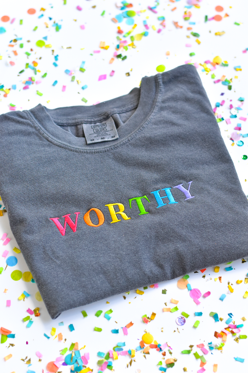Embroidered Worthy Tee